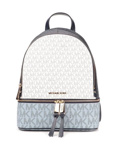 michael kors blue and white backpack